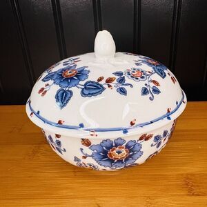 Estee Lauder 1979 Chinoiserie Asian Garden Floral Porcelain Candy Trinket Dish